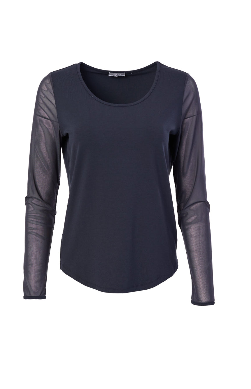 106 Mesh Sleeve Top Black - Naya