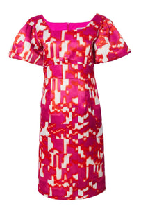 24119- Kate Cooper Print Dress w/ Flared Sleeve