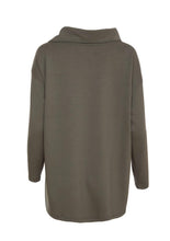 Load image into Gallery viewer, 24158- High neck top w/ contrast pleather hem band- Forest &amp; Green- Naya