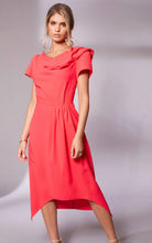 Load image into Gallery viewer, 24112- Kate Cooper Drape Neck Dress w/ Pleat Waist- Chilli