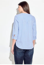 Load image into Gallery viewer, 344696- Blue Seersucker Stripe Blouse - Cecil