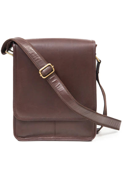 Tk10648-Brown Leather Messenger Bag- Tinnakeenly
