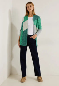 253719- Green Jacquard Print Cardigan - Cecil