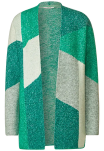 253719- Green Jacquard Print Cardigan - Cecil