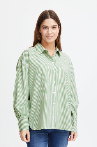 3516- Green Pinstripe Shirt- Fransa