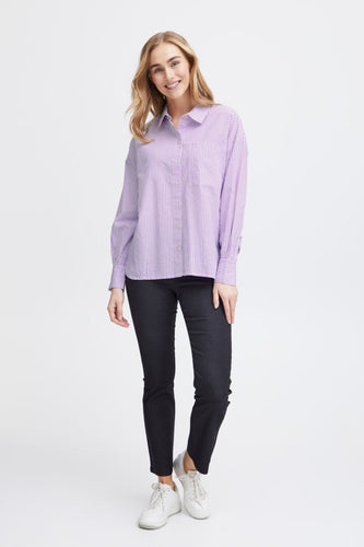 3516- Purple Pinstripe Shirt- Fransa