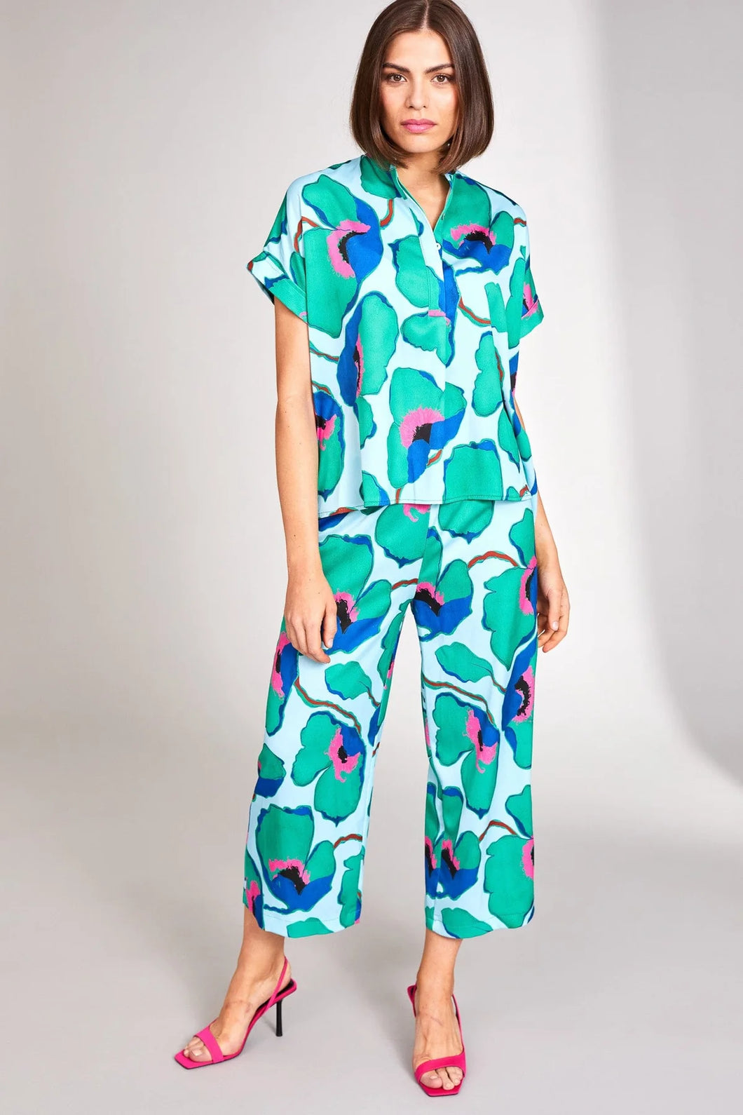 512 Aqua Printed Top - Peruzzi