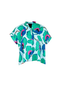 512 Aqua Printed Top - Peruzzi