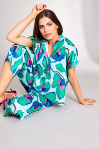 512 Aqua Printed Top - Peruzzi