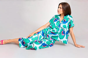 512 Aqua Printed Top - Peruzzi