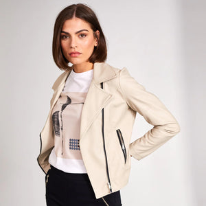 500 Biker PU Jacket Stone - Peruzzi