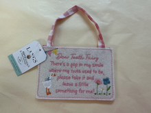 Load image into Gallery viewer, Pink "Dear Tooth Fairy" Hanging Felt Envelope