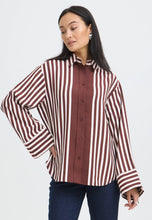 Load image into Gallery viewer, Rum Raisin Striped Blouse - Fransa