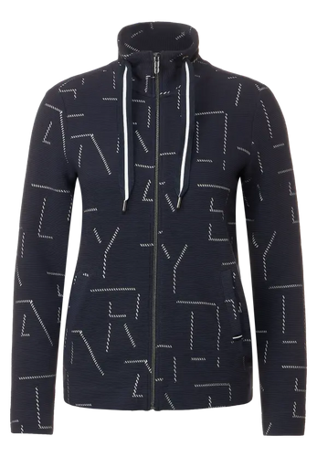320464- Navy Jacquard Jacket- Cecil