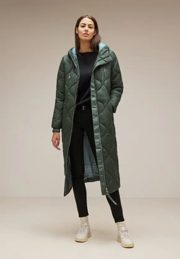 201881 Long Padded Green Coat Street One