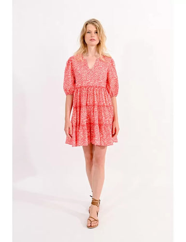 434- Coral Cotton Dress - Molly Bracken