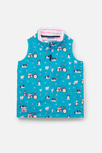 Alex Girls Gilet Teal Farm- Little Lighthouse
