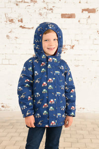 Finlay Boys Coat Navy Blue Tractor Little Lighthouse Fifty Seven Boutique