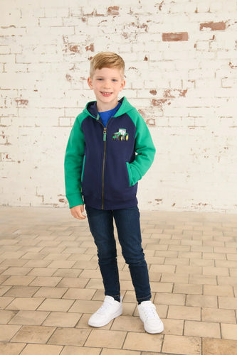 Jackson Full Zip Sweater Green Tractor - Little lighthouse