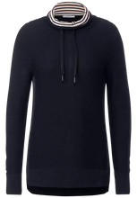 Load image into Gallery viewer, 302468- Navy Cowl Neck Jumper - Cecil