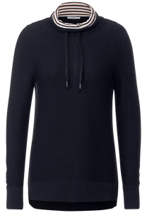 302468- Navy Cowl Neck Jumper - Cecil