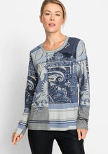 Load image into Gallery viewer, Blue Print Long Sleeve T-shirt- Olsen