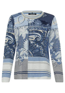 Blue Print Long Sleeve T-shirt- Olsen