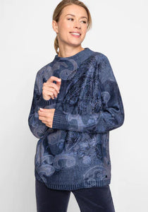 Paisley Print Long Sleeve Pullover- Olsen