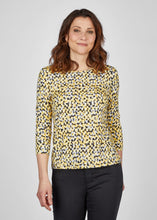 Load image into Gallery viewer, 121363- Round-neck Yellow Print Top- Rabe