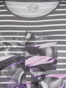 122353- Round Neck 3/4 Length Sleeve Striped T-shirt- Rabe