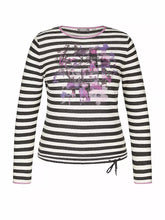 Load image into Gallery viewer, 122609- Round Neck Mystic Grey Stripped Sweatshirt - Rabe