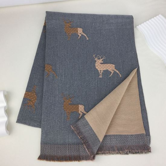 235- Stag Scarf - Grey