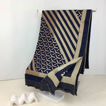 Load image into Gallery viewer, 235- Stripe Scarf - Navy