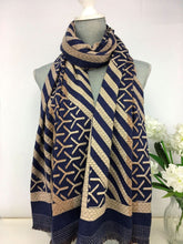 Load image into Gallery viewer, 235- Stripe Scarf - Navy