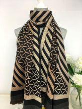 Load image into Gallery viewer, 235- Stripe Scarf - Black