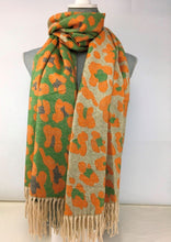 Load image into Gallery viewer, 235- Animal Print Scarf - Green &amp; Mustard