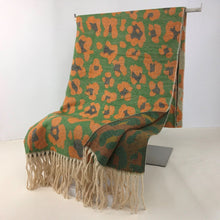 Load image into Gallery viewer, 235- Animal Print Scarf - Green &amp; Mustard