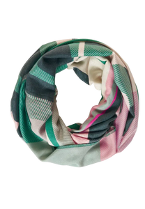 572144- Green Print Cosy Loop Scarf - Cecil