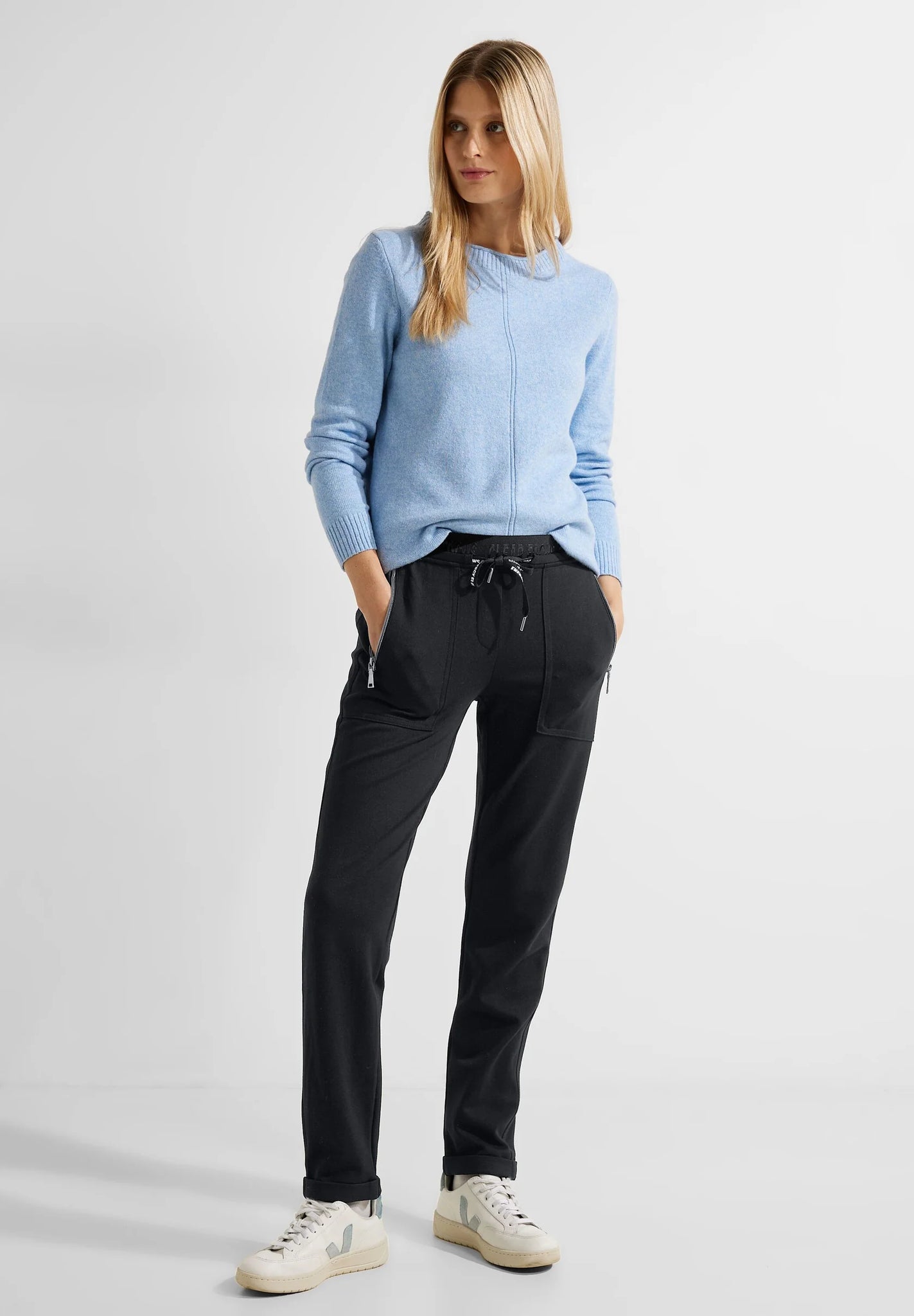 Black joggers with zip pockets hot sale