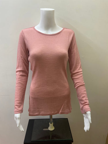 4173-  Merino Wool Long Sleeve TShirt- Cameo Pink- Foil