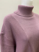 Load image into Gallery viewer, 7212- Roll Neck Asymmetrical Jumper- Purple- Foil