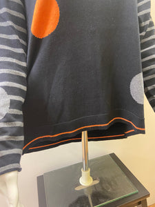 7421- Spot Design Knit Jumper-Black/Charcoal/Burnt orange- Foil
