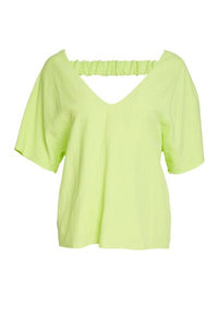 235- Naya V Neck Top-Lime Yellow