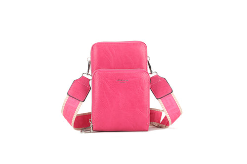 K152 - Triple Pocket Phone Purse - Rose Pink