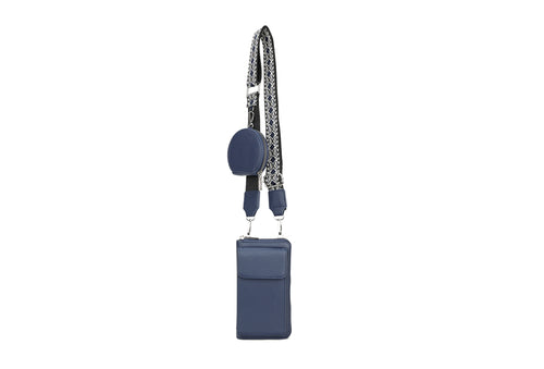 K155- Phone Purse with Fabric Strap - Navy Blue