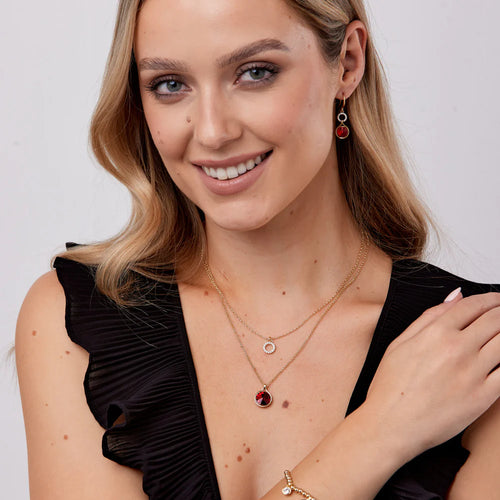 Crystal & Garnet Layered Necklace- Knight & Day Jewellery