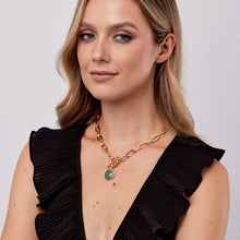 Load image into Gallery viewer, Chunky Paper Clip Chain &amp; Green Drop Necklace- Knight &amp; day Jewellery