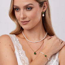Load image into Gallery viewer, Pearl &amp; Emerald Earrings- Knight &amp; Day Jewellery