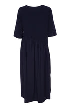 Load image into Gallery viewer, 24180- Naya Jersey Dress w/ Gathered Contrast Skirt- Navy