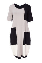 Load image into Gallery viewer, 24308- Naya Block Colour Jersey Dress- Mink &amp; Black